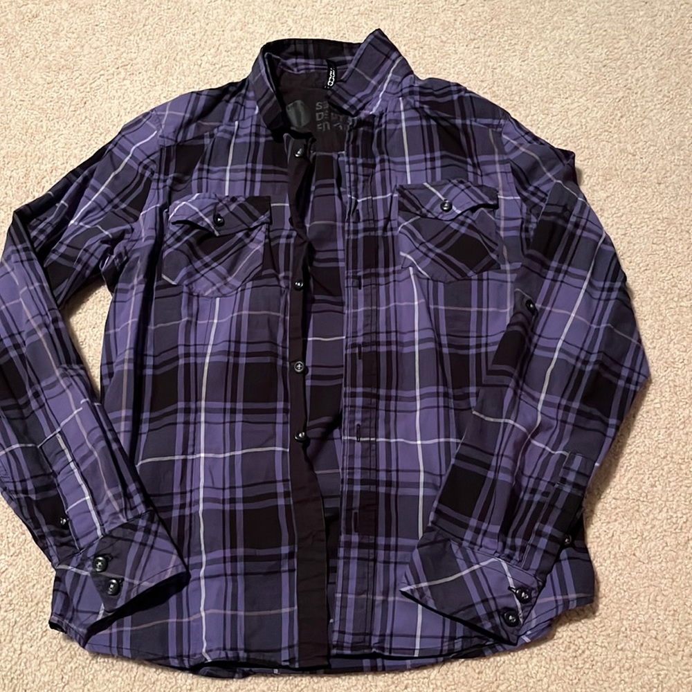 H&M purple plaid shirt size: small